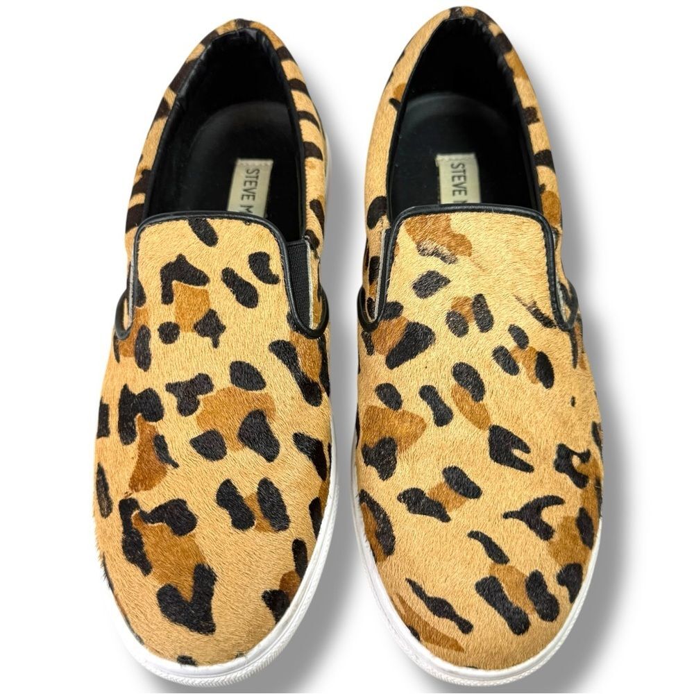 Steve Madden Ecentrcl Slip On Sneakers Leopard Haircalf Size 7 Casual Comfort - Picture 6 of 12